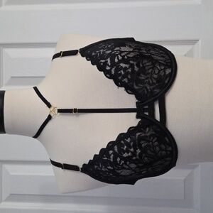 BLUEBELLA BLACK STRAPPY & LACE HARNESS CHOKER BRA 34B